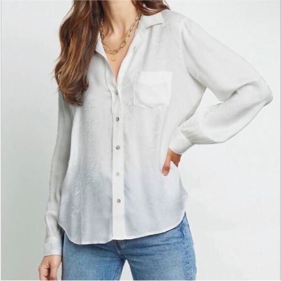 Rails NWT Noemi Illusion Snakeskin Print Crepe
Chiffon Blouse Ivory Medium - Picture 2 of 4